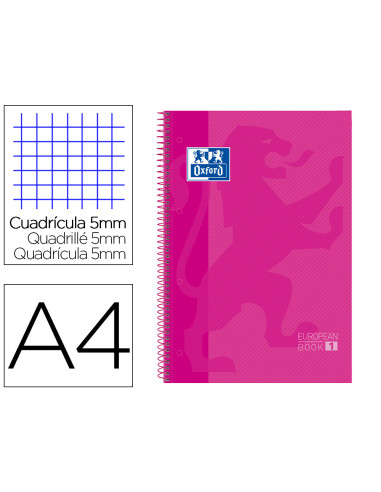 CUADERNO ESP. OXFORD EBOOK A4 T.EXTRA 5MM 80H 90GR. ROSA