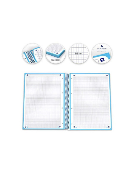 CUADERNO ESP. OXFORD EBOOK A4 T.EXTRA 5MM 80H 90GR. TURQ.