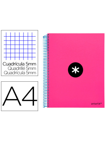 CUADERNO ESP. ANTARTIK A4 T.FORRADA MICRO 5MM 5B 4T.120H.100GR.ROSA