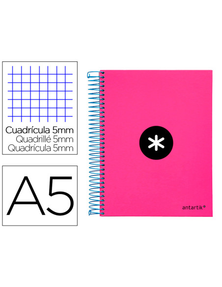 CUADERNO ESP. ANTARTIK A5 T.FORRADA MICRO 5MM 5B 6T.120H.100GR.ROSA
