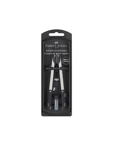 COMPAS FABER CASTELL ESCOLAR DE AJUSTE RAPIDO CON ADAPTADOR UNIVERSAL