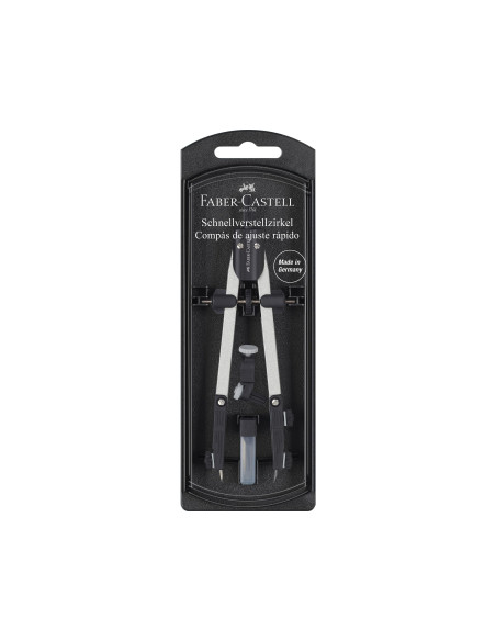 COMPAS FABER CASTELL ESCOLAR DE AJUSTE RAPIDO CON ADAPTADOR UNIVERSAL