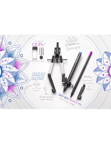 COMPAS FABER CASTELL ESCOLAR DE AJUSTE RAPIDO CON ADAPTADOR UNIVERSAL
