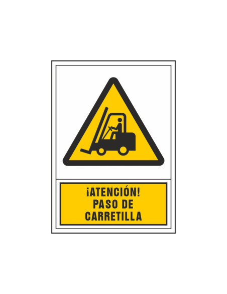 PICTO SEÑAL ADVERTENCIA ATENCION PASO CARRETILLA PVC 245X345 MM