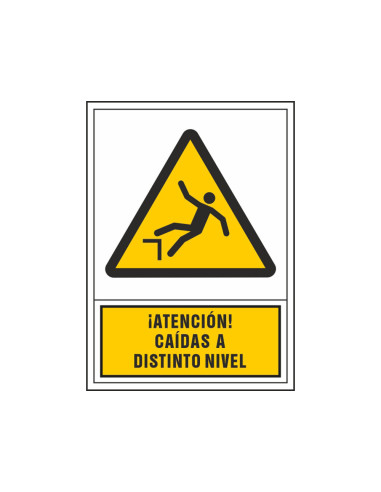 PICTO SEÑAL ADVERTENCIA ATENCION CAIDAS A DISTINTO NIVEL PVC 245X345