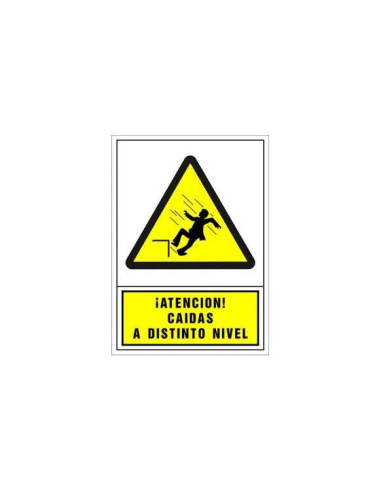 PICTO SEÑAL ADVERTENCIA ATENCION CAIDAS A DISTINTO NIVEL PVC 245X345