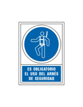 PICTO SEÑAL OBLIGATORIO USO ARNES SEGURIDAD PVC 245X345 MM