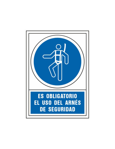 PICTO SEÑAL OBLIGATORIO USO ARNES SEGURIDAD PVC 245X345 MM