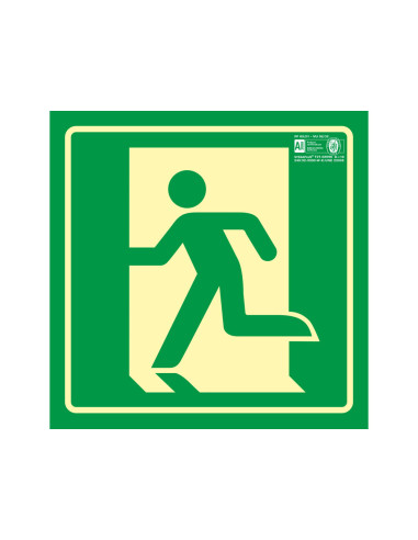 PICTO SEÑAL SALIDA EMERGENCIA IZQUIERDA PVC FOTOLUMINISCENTE 224X224