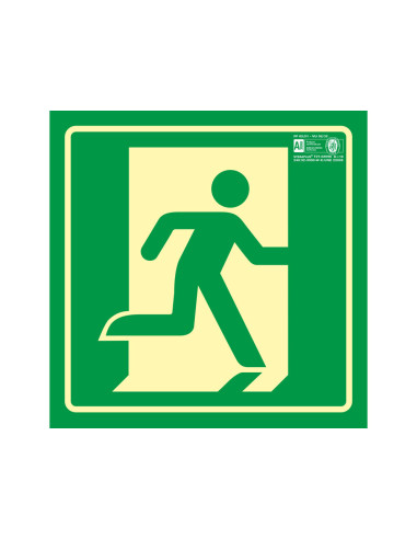 PICTO SEÑAL SALIDA EMERGENCIA DERECHA PVC FOTOLUMINISCENTE 224X224 MM