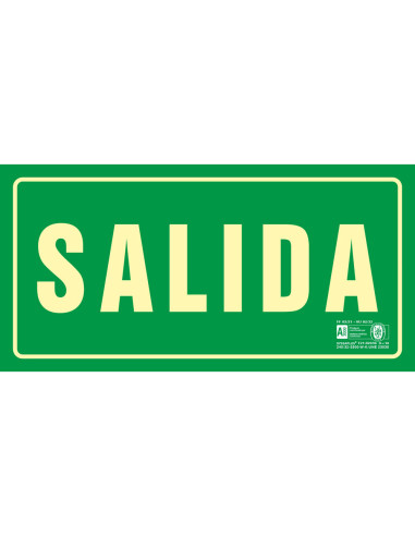 PICTOGRAMA SYSSA SEÑAL DE SALIDA EN PVC FOTOLUMINISCENTE 297X105 MM