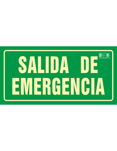 PICTO SEÑAL SALIDA EMERGENCIA PVC FOTOLUMINISCENTE 297X148 MM