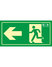 PICTO SEÑAL SALIDA EMERGENCIA FLECHA IZQUIERDA PVC FOTOLUM.320X160 MM