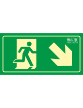 PICTO SEÑAL SALIDA EMERGENCIA DERECHA ESCALERA BAJANDO 320X160 MM