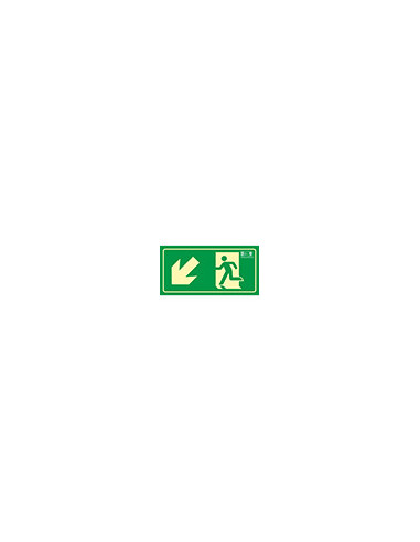 PICTO SEÑAL SALIDA EMERGENCIA IZQUIERDA ESCALERA BAJANDO 320X160 MM