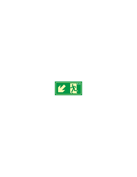 PICTO SEÑAL SALIDA EMERGENCIA IZQUIERDA ESCALERA BAJANDO 320X160 MM