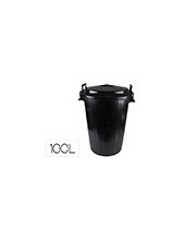 CUBO DE BASURA NEGRO CON TAPA PARA BOLSAS 85X105CM 100 LITROS 2