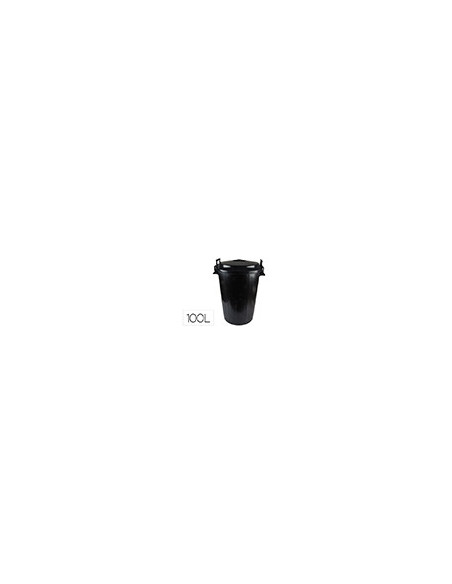 CUBO DE BASURA NEGRO CON TAPA PARA BOLSAS 85X105CM 100 LITROS