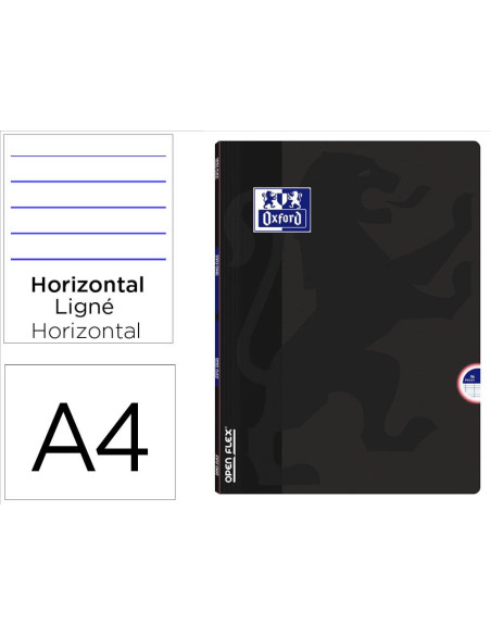 CUADERNO ENCOLADO OXFORD ESCOLAR A4 T.FLEXIBLE HOR. 48H. 90GR. NG.