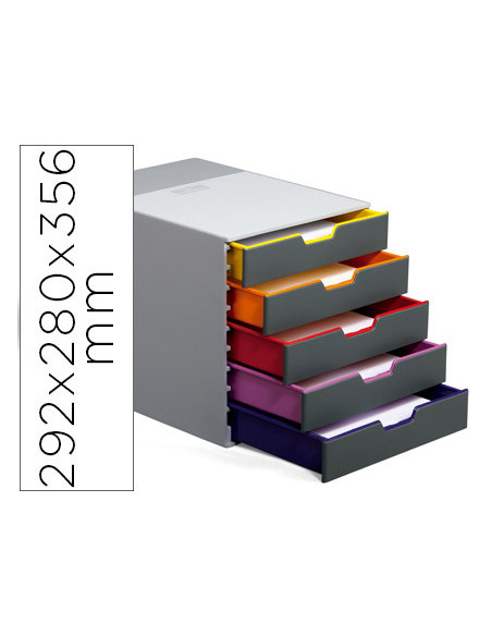 FICHERO 5 CAJONES DURABLE VARICOLOR APILABLES 292X280X356MM.7605-27