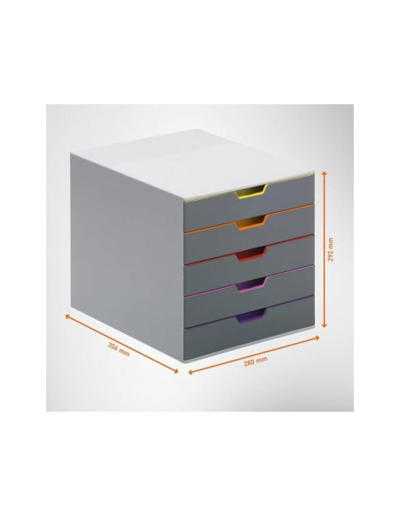 FICHERO 5 CAJONES DURABLE VARICOLOR APILABLES 292X280X356MM.7605-27