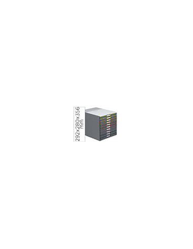 FICHERO 10 CAJONES DURABLE VARICOLOR APILABLES 292X280X356MM.7610-27