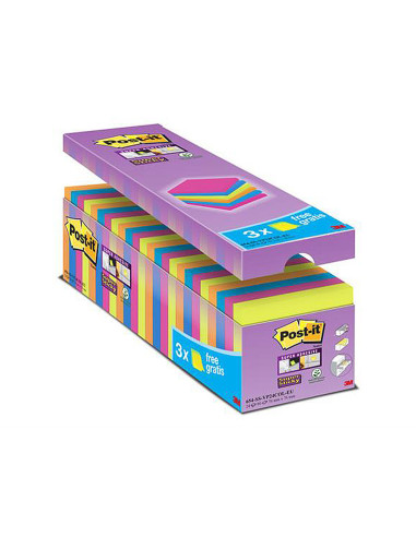 BLOC NOTAS ADH.POST-IT SUPER STICKY 76X76MM 24UD 90H. COL.SURT.