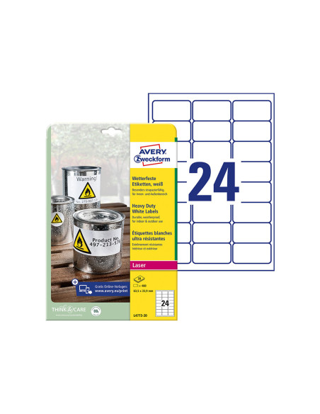 ETIQUETA ADH. AVERY 63,5X33,9MM POLIESTER BL. 480UD.