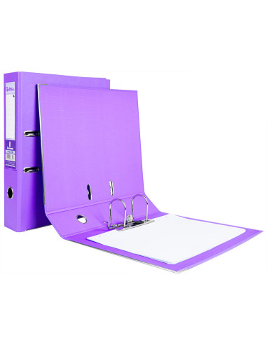 ARCHIVADOR PALANCA LIDERPAPEL FL FORRADO PVC RADO LOMO 75MM LILA