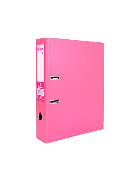 ARCHIVADOR PALANCA LIDERPAPEL FL FORRADO PVC RADO LOMO 75MM ROSA
