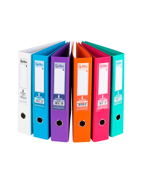 ARCHIVADOR PALANCA LIDERPAPEL FL FORRADO PVC RADO LOMO 75MM PASTEL