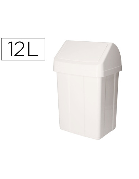 PAPELERA CONTENEDOR TTS PLASTICO TAPADERA MAX 12L.BL 400X230X200 MM