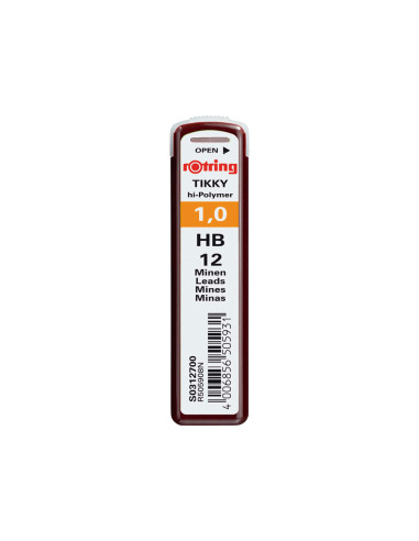 MINAS ROTRING GRAFITO 1MM HB  12 MINAS