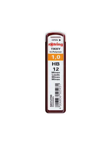 MINAS ROTRING GRAFITO 1MM HB  12 MINAS