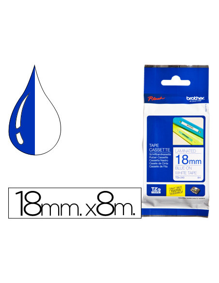 TZE-243 CINTA BROTHER AZ./BL. 18MMX8MT.