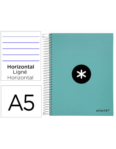 CUADERNO ESP. ANTARTIK A5 T.FORRADA MICRO HOR.5B 6T.120H.100GR.MENTA
