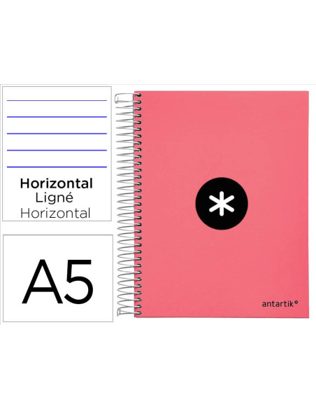 CUADERNO ESP. ANTARTIK A5 T.FORRADA MICRO HOR. 5B 6T.120H.100GR.CORAL