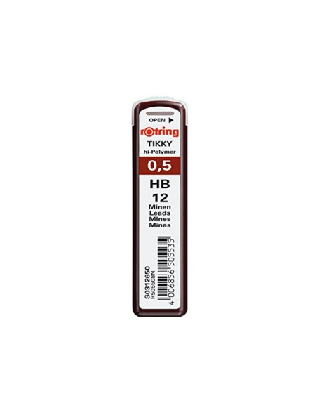MINAS ROTRING GRAFITO 0,5 MM HB ESTUCHE 12 MINAS