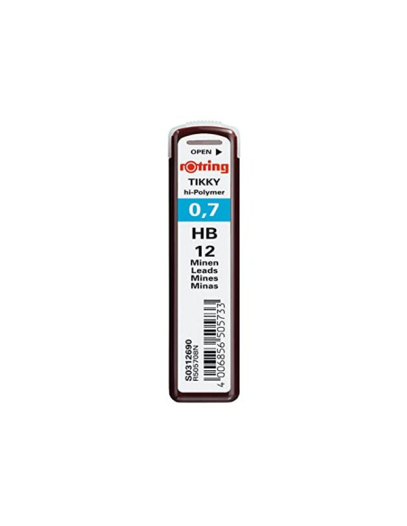 MINAS ROTRING GRAFITO 0,7 MM HB ESTUCHE 12 MINAS