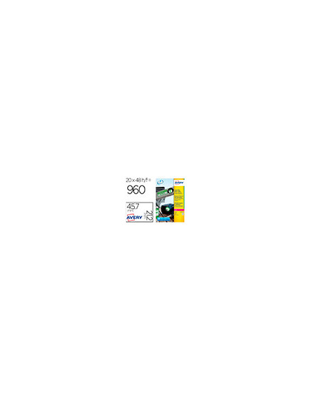 ETIQUETA ADH. RESIS AVERY POLIESTER BL.LASER 45,7X21,2MM CAJA 960 UD.