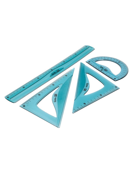 JUEGO ESCUADRA 20CM CARTABON 18CM REGLA 30CM SEMICIRCULO 10CM ECOUSE