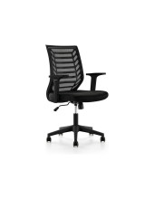 SILLA ROCADA GIRAT BRAZOS RESPALDO MALLA NEGRA/TAPIZADO NEGRA