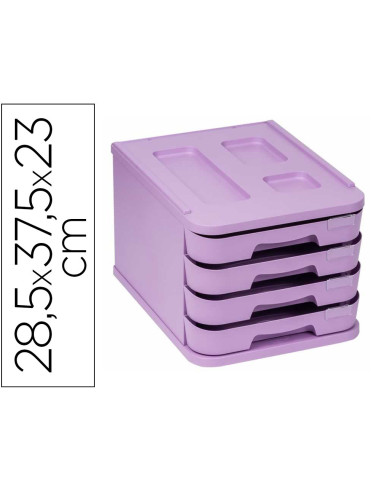 FICHERO CAJONES FAIBO PLAST.100% 4 CAJONES VIO PASTEL 28,5X37,5X23 CM