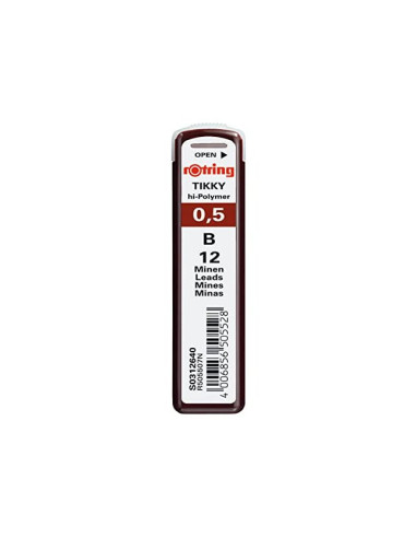 MINAS ROTRING GRAFITO 0,5MM B  12 MINAS