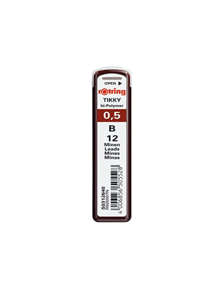 MINAS ROTRING GRAFITO 0,5MM B  12 MINAS