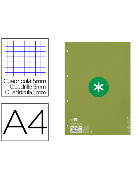 RECAMBIO  A4 ANTARTIK 80H. 90G/M2 5MM4 TAL.1B. MARCO VE.