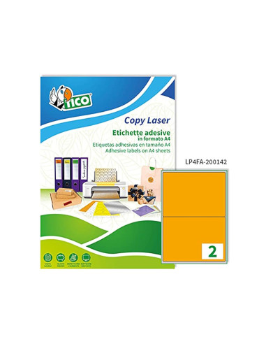 ETIQUETA ADH. TICO NJ. FLUOR PERMANENTE 200X142MM CAJA 140 UD.