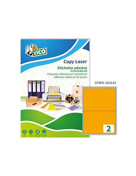 ETIQUETA ADH. TICO NJ. FLUOR PERMANENTE 200X142MM CAJA 140 UD.