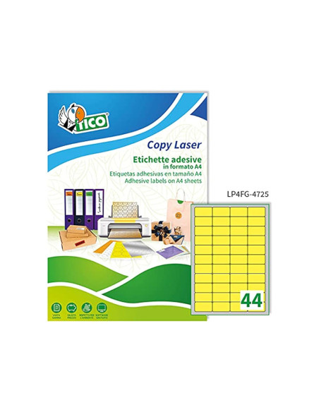 ETIQUETA ADH. TICO AM. FLUOR PERMANENTE 47,5X 25,5MM CAJA 3080 UD.