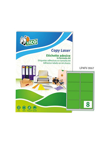 ETIQUETA ADH. TICO VE. FLUOR PERMANENTE 99,1X67,7MM CAJA 560 UD.